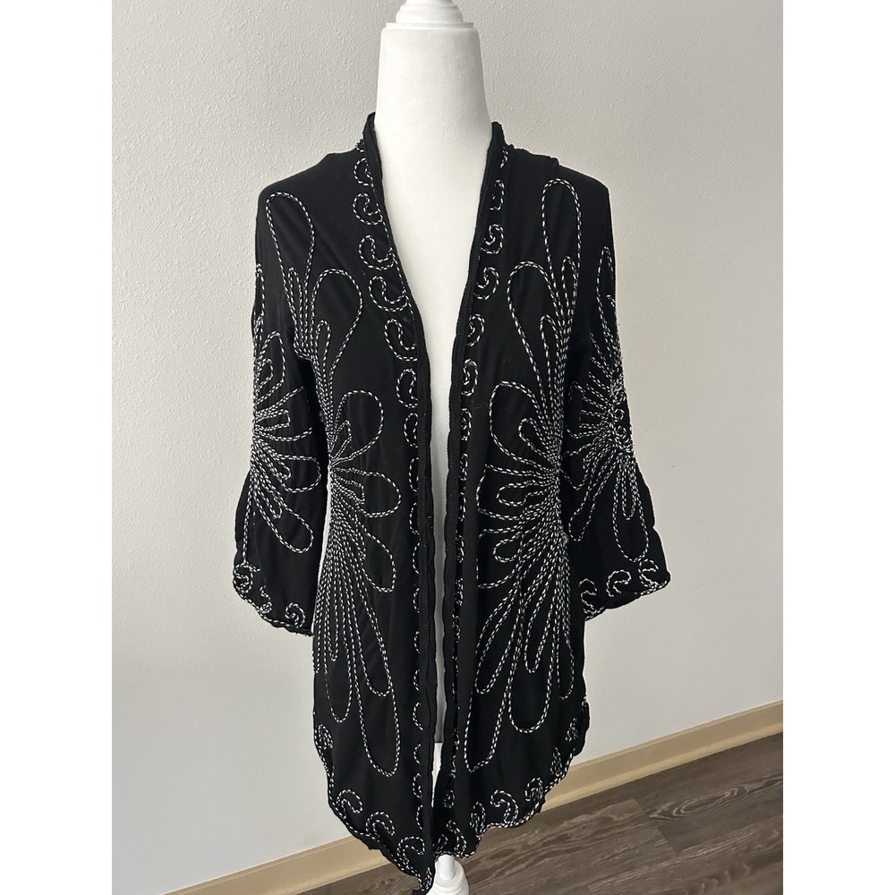Vintage Floral Embroidered Fairy Cardigan Y2K Whimsigoth Festival Witchy Boho